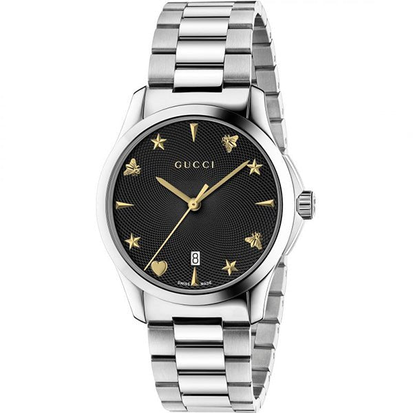  Shop Authentic Gucci G Timeless Black Dial Silver Steel Strap Watch For Women - YA1264029 - Luxxuri