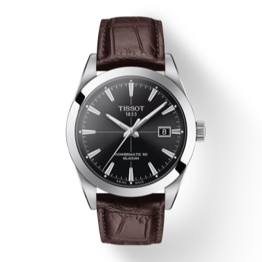  Shop Authentic Tissot Gentleman Powermatic 80 Silicium Black Dial Brown Leather Strap Watch For Men - T127.407.16.051.01 - Luxxuri