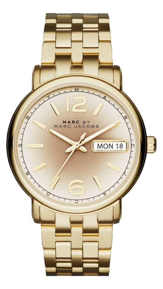  Shop Authentic Marc Jacobs Fergus Gunmetal Grey Dial Gold Steel Strap Watch for Women - MBM3429 - Luxxuri