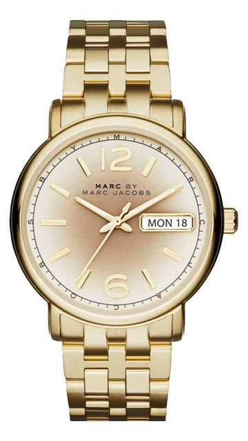  Shop Authentic Marc Jacobs Fergus Gunmetal Grey Dial Gold Steel Strap Watch for Women - MBM3429 - Luxxuri