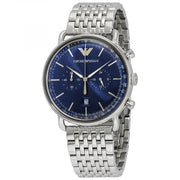  Shop Authentic Emporio Armani Aviator Chronograph Blue Dial Silver Steel Strap Watch For Men - AR11238 - Luxxuri