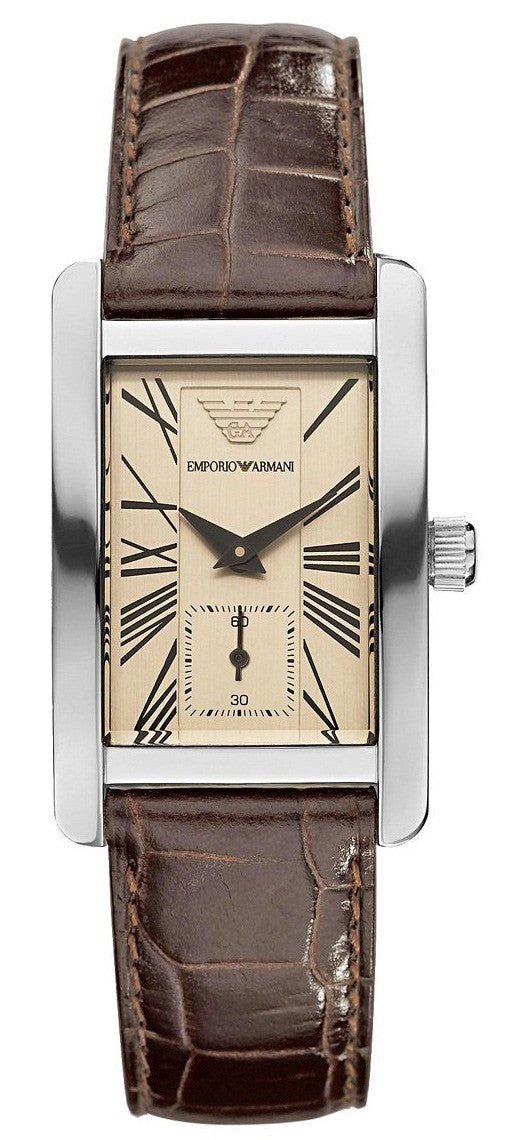  Shop Authentic Emporio Armani Classic Beige Dial Brown Leather Strap Watch For Women - AR0155 - Luxxuri