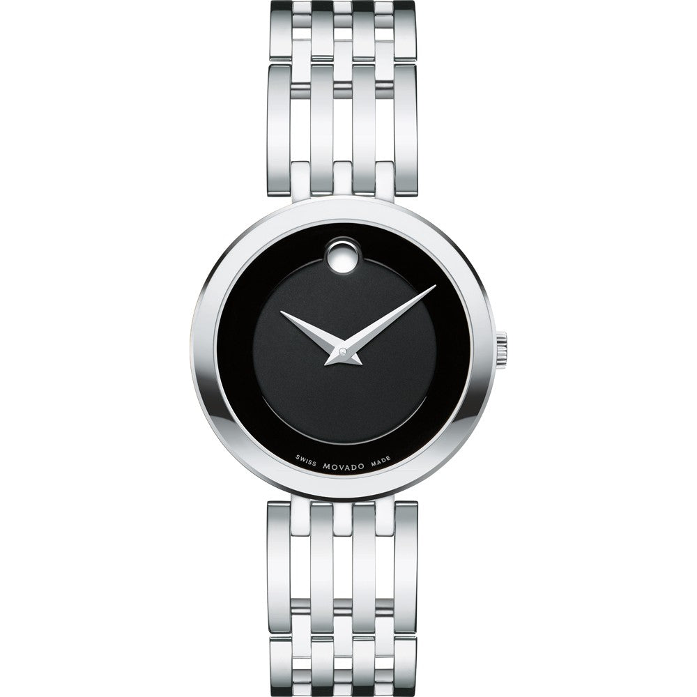  Shop Authentic Movado Esperanza 28mm Black Dial Silver Steel Strap Watch For Women - 0607051 - Luxxuri