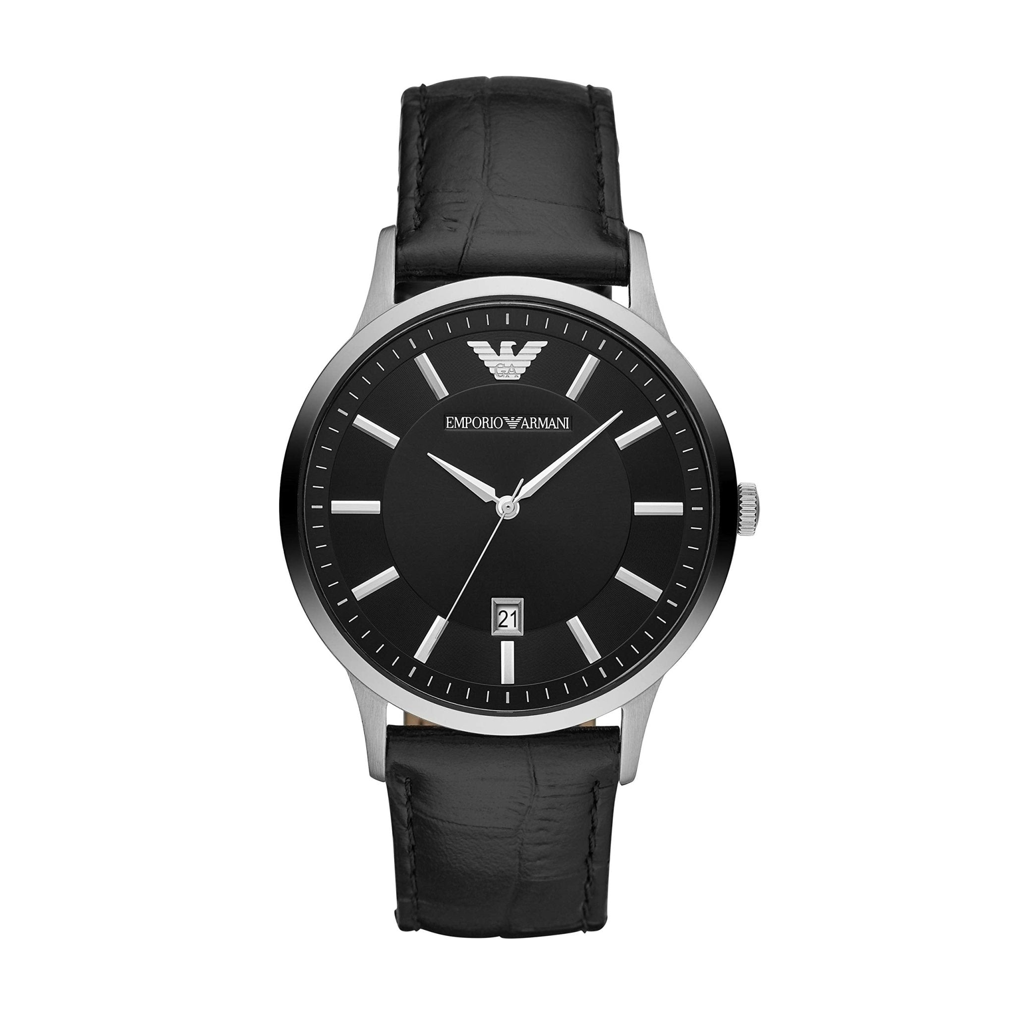  Shop Authentic Emporio Armani Renato Black Dial Leather Strap Watch For Men - AR2411 - Luxxuri