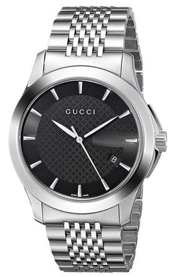  Shop Authentic Gucci G Timeless Black Dial Silver Steel Strap Watch For Men - YA126402 - Luxxuri
