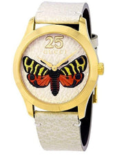  Shop Authentic Gucci G Timeless Butterfly White Dial White Leather Strap Watch For Women - YA1264062 - Luxxuri