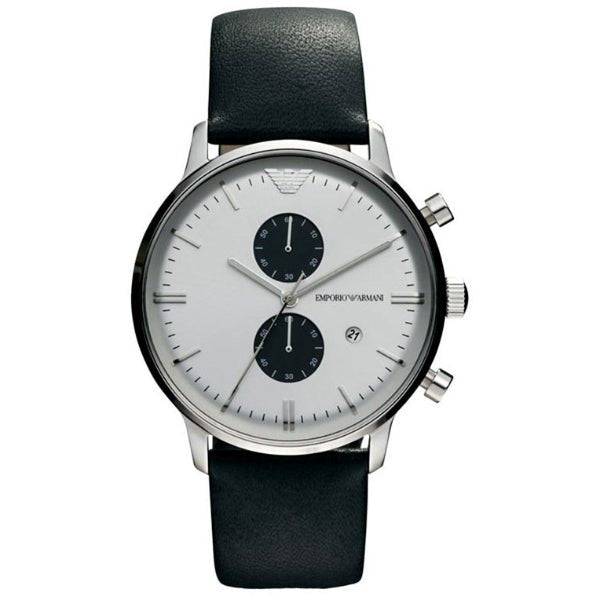  Shop Authentic Emporio Armani Gianni White Dial Black Leather Strap Watch For Men - AR0385 - Luxxuri