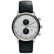  Shop Authentic Emporio Armani Gianni White Dial Black Leather Strap Watch For Men - AR0385 - Luxxuri
