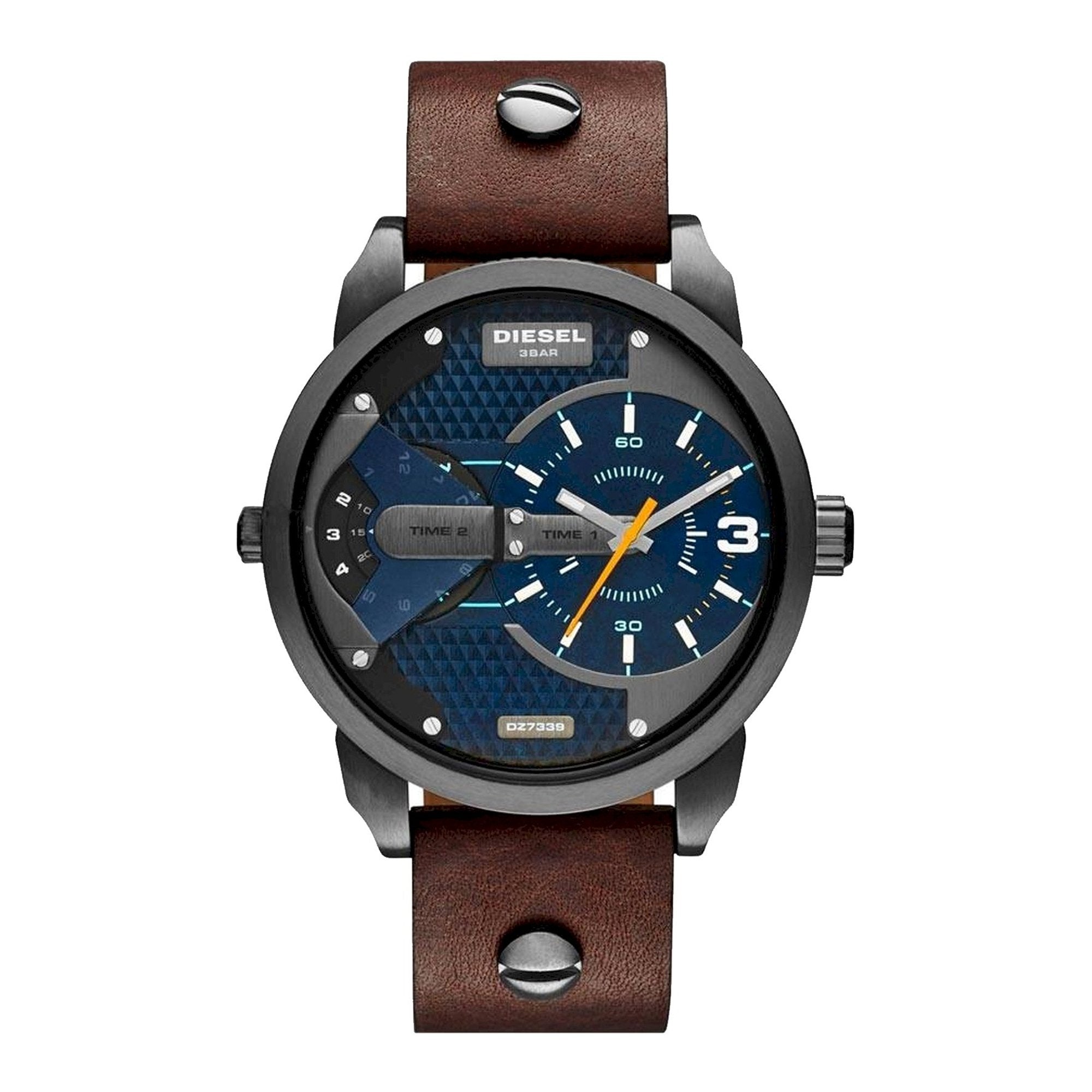  Shop Authentic Diesel Mini Daddy Analog Blue Dial Brown Leather Strap Watch For Men - DZ7339 - Luxxuri