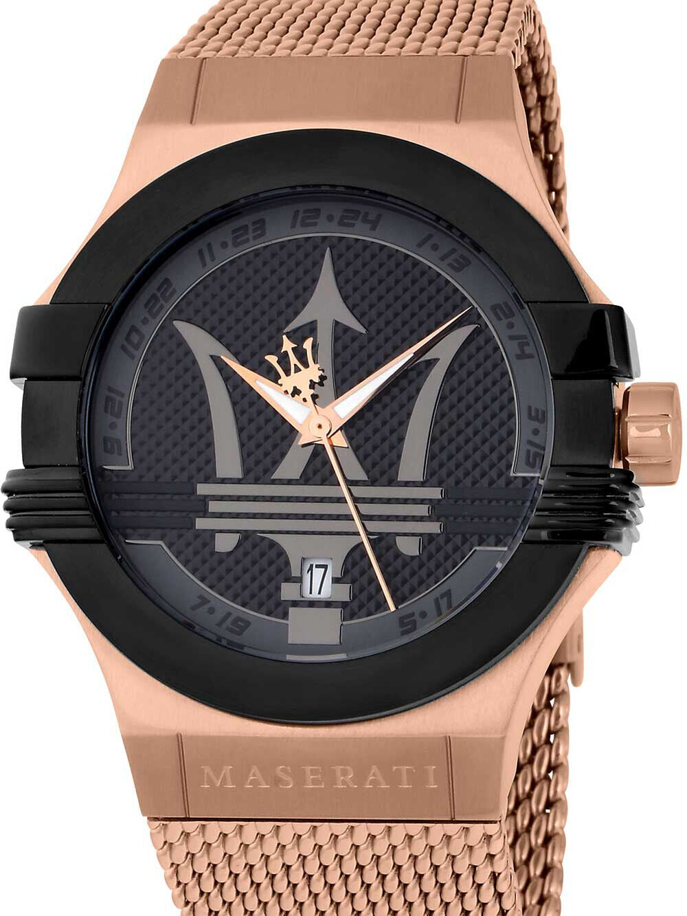  Shop Authentic Maserati Potenza Classic Black Dial Rose Gold Mesh Bracelet Watch For Men - R8853108009 - Luxxuri