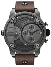  Shop Authentic Diesel Little Daddy SBA Small Sized Grey Dial Brown Leather Strap Watch For Men - DZ7258 - Luxxuri