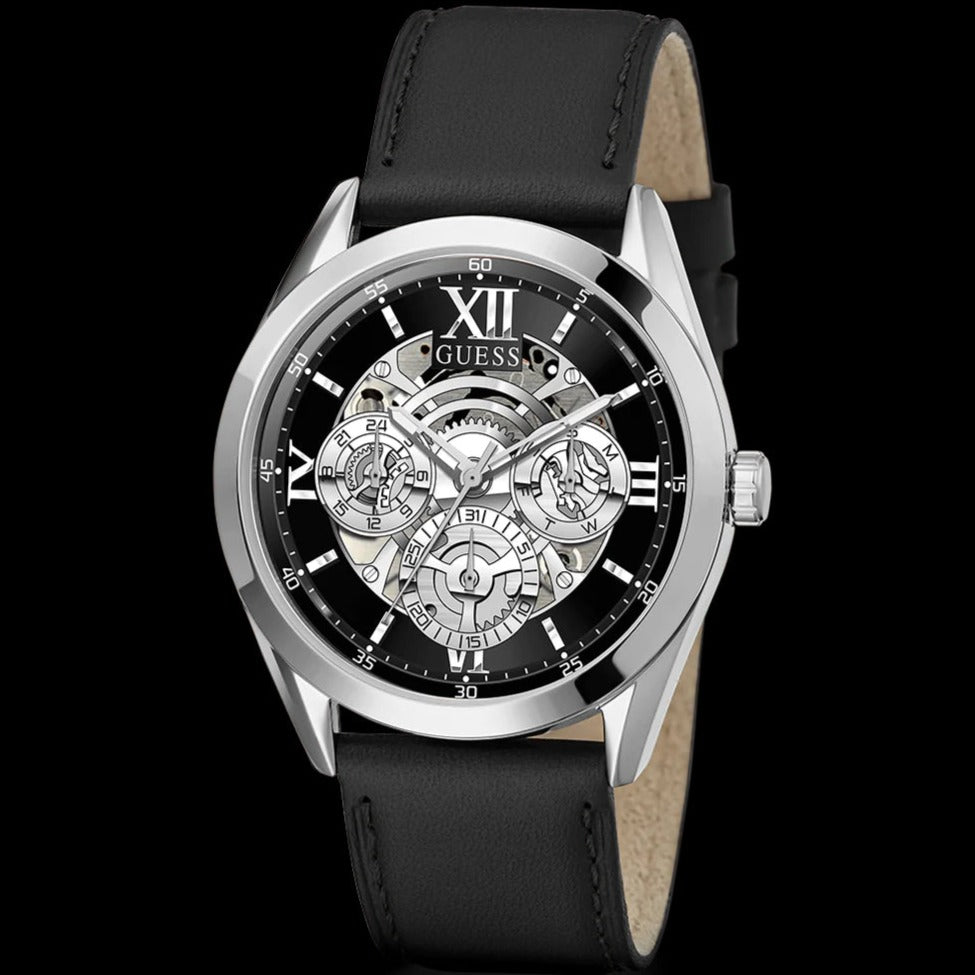  Shop Authentic Guess Tailor Multifunction Black Dial Black Leather Strap Watch for Men - GW0389G1 - Luxxuri