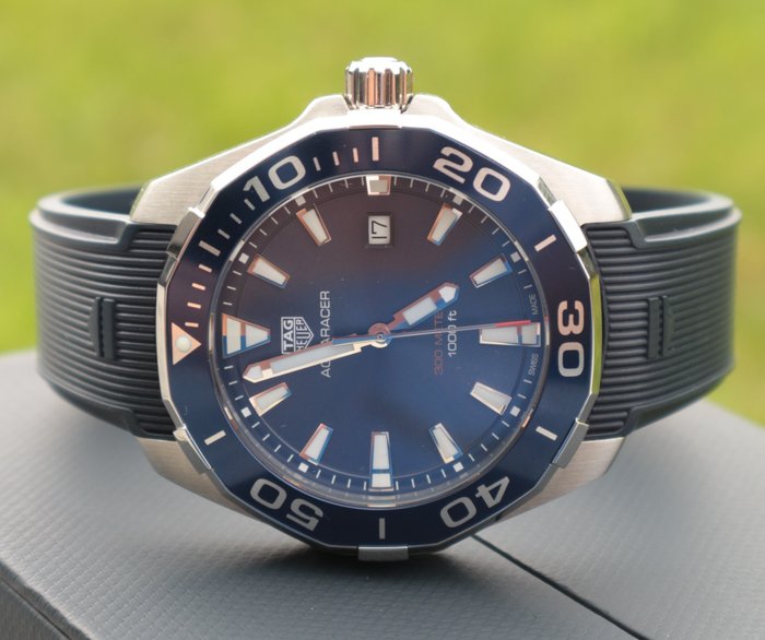  Shop Authentic Tag Heuer Aquaracer Quartz Blue Dial Blue Rubber Strap Watch for Men - WAY101C.FT6153 - Luxxuri