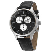  Shop Authentic Hugo Boss Companion Black Dial Black Leather Strap Watch for Men - 1513543 - Luxxuri