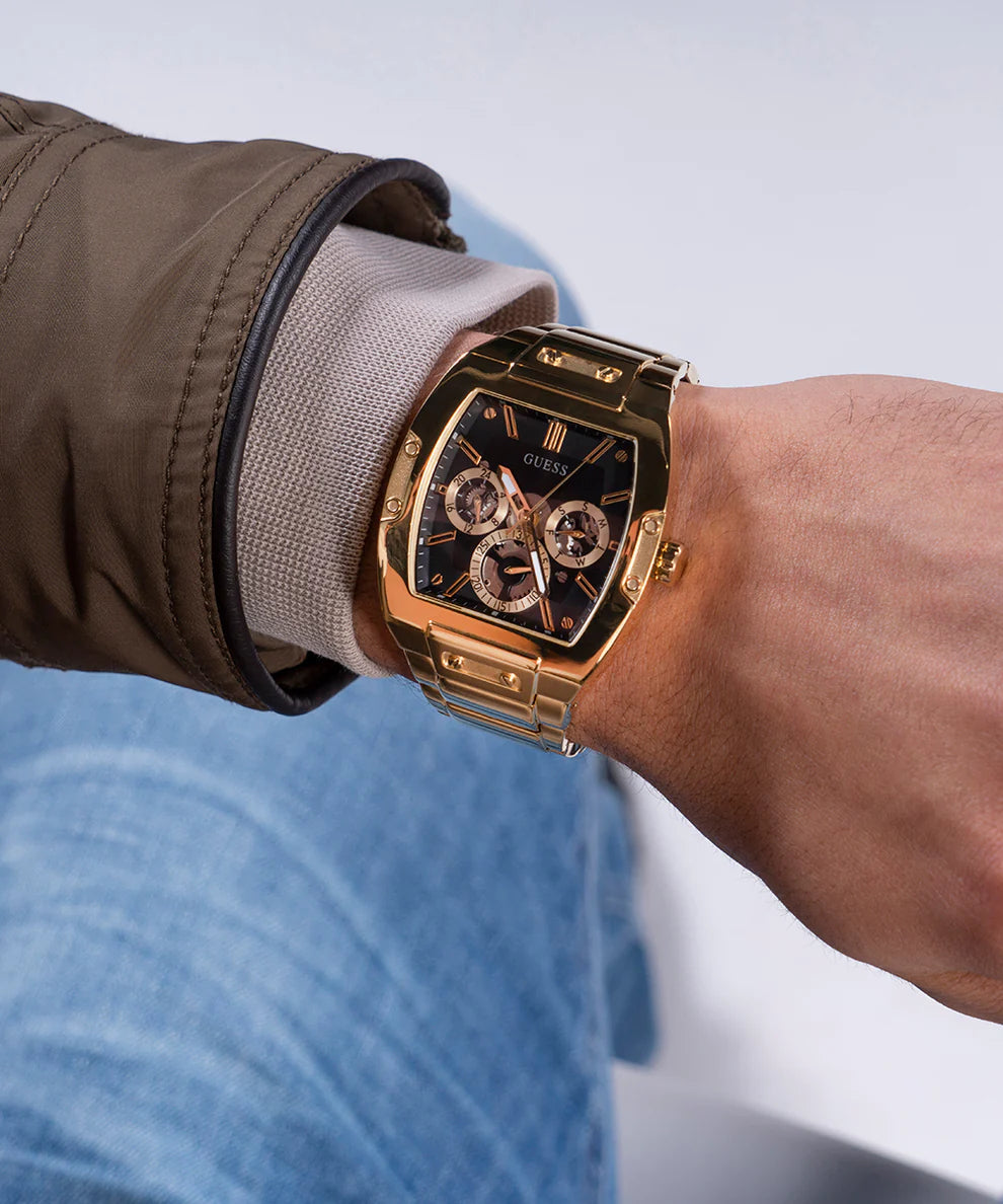  Shop Authentic Guess Phoenix Multi Function Black Dial Gold Steel Strap Watch for Men - GW0456G1 - Luxxuri