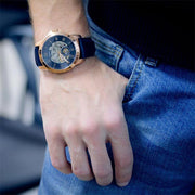  Shop Authentic Fossil Grant Mechanical Blue Dial Blue Leather Strap Watch for Men - ME3054 - Luxxuri