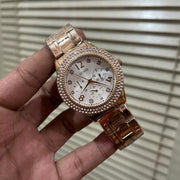  Shop Authentic Guess Bedazzle Diamonds Silver Dial Rose Gold Steel Strap Watch For Women - W1097L3 - Luxxuri