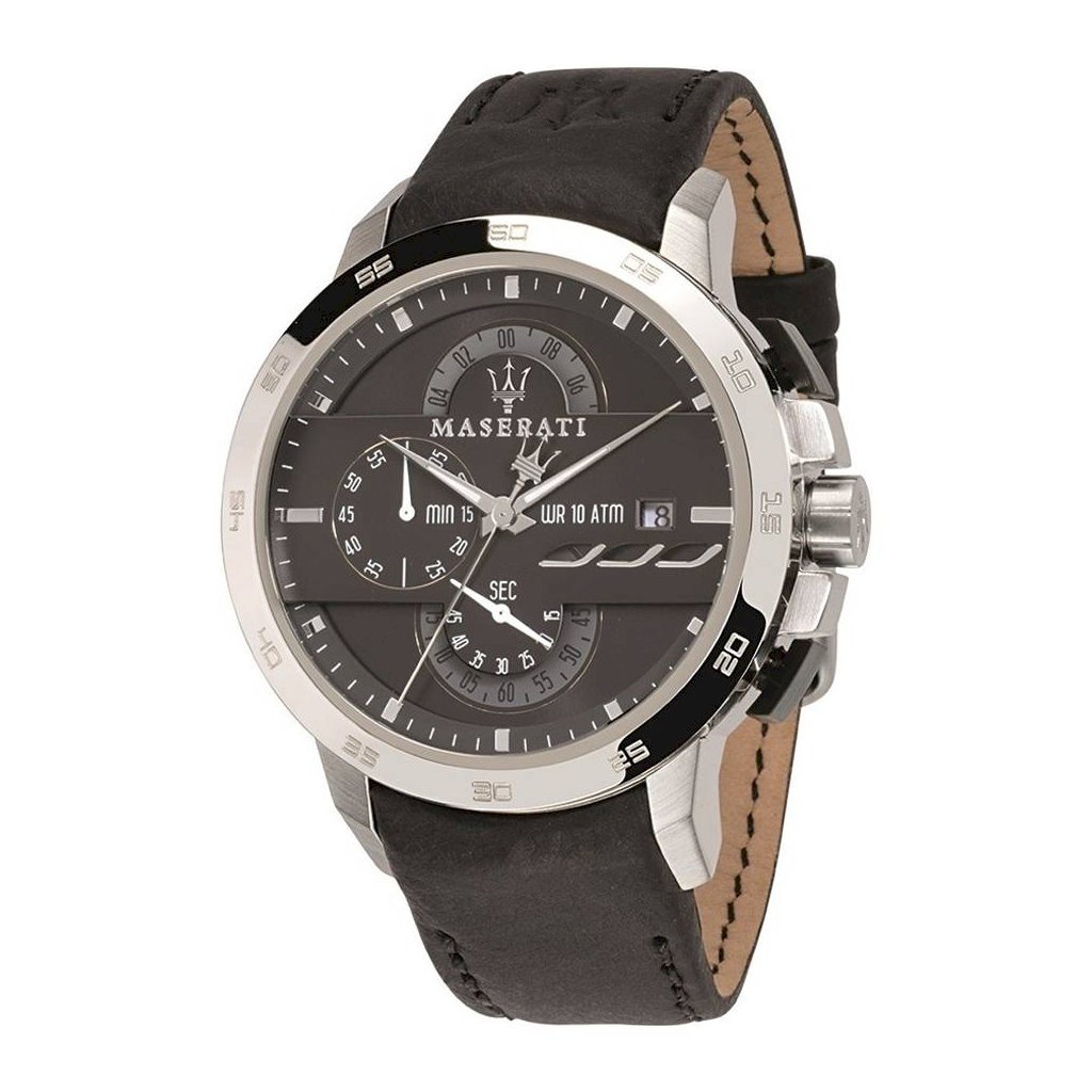  Shop Authentic Maserati Ingegno Chronograph Black Dial Black Leather Strap Watch For Men - R8871619004 - Luxxuri