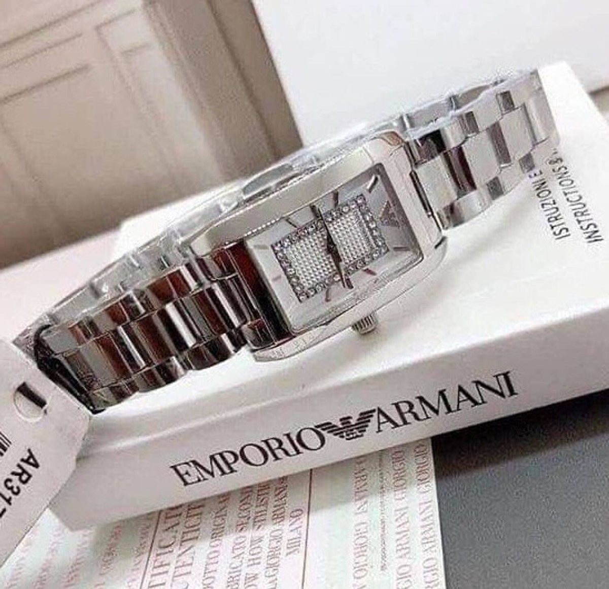  Shop Authentic Emporio Armani Classic Diamonds Silver Dial Silver Steel Strap Watch For Women - AR3170 - Luxxuri