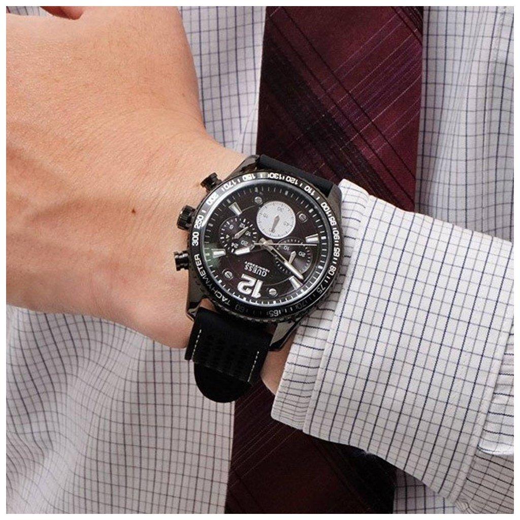  Shop Authentic Guess Fleet Chronograph Black Dial Black Rubber Strap Watch for Men - W0971G1 - Luxxuri