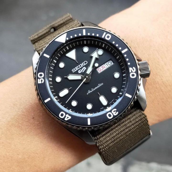  Shop Authentic Seiko 5 Sport Automatic Black Dial Green Nylon Strap Watch For Men - SRPD65K4 - Luxxuri