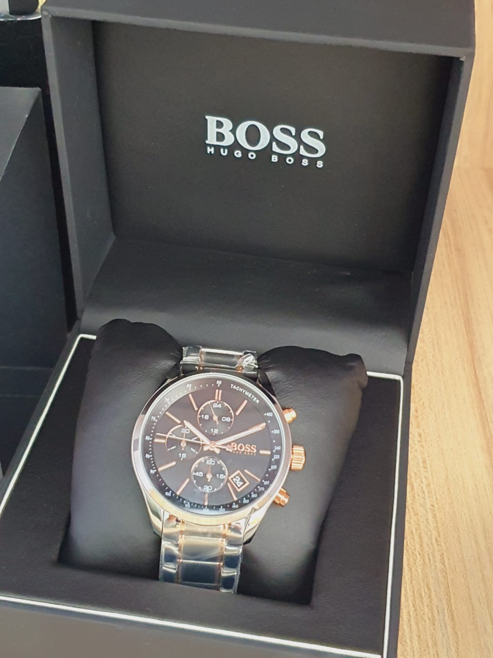  Shop Authentic Hugo Boss Grand Prix Black Dial Two Tone Steel Strap Watch for Men - 1513473 - Luxxuri