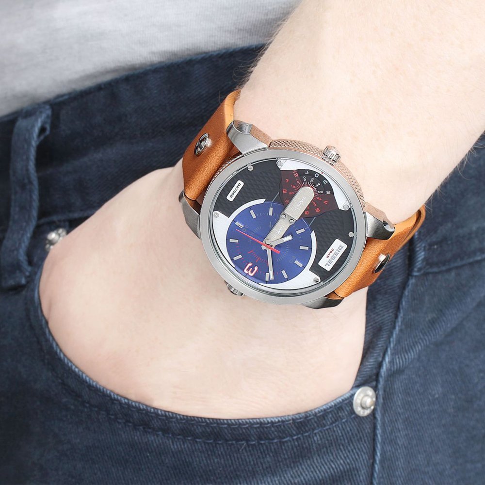  Shop Authentic Diesel Mini Daddy Blue & Black Dial Brown Leather Strap Watch For Men - DZ7308 - Luxxuri