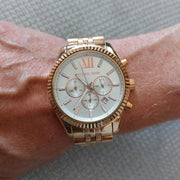  Shop Authentic Michael Kors Lexington Chronograph White Dial Rose Gold Steel Strap Watch For Women - MK8313 - Luxxuri