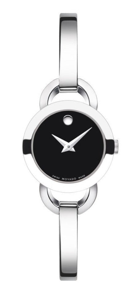  Shop Authentic Movado Rondiro 22mm Black Dial Silver Steel Strap Watch For Women - 0606796 - Luxxuri
