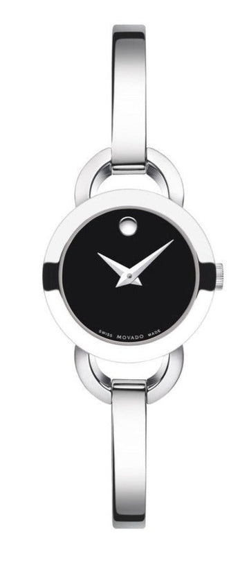  Shop Authentic Movado Rondiro 22mm Black Dial Silver Steel Strap Watch For Women - 0606796 - Luxxuri