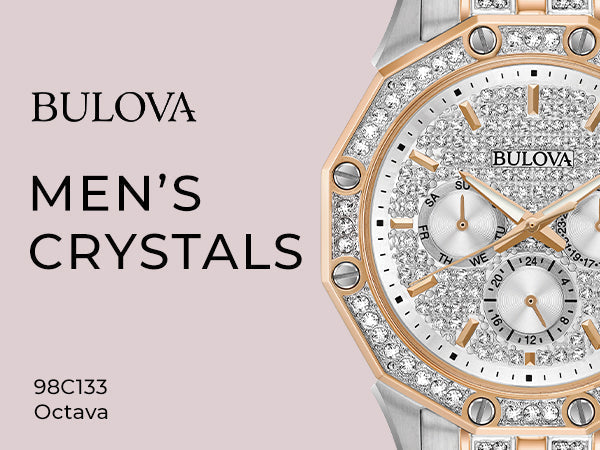  Shop Authentic Bulova Octova Crystal Silver Dial Two Tone Steel Strap Watch for Men - 98C133 - Luxxuri