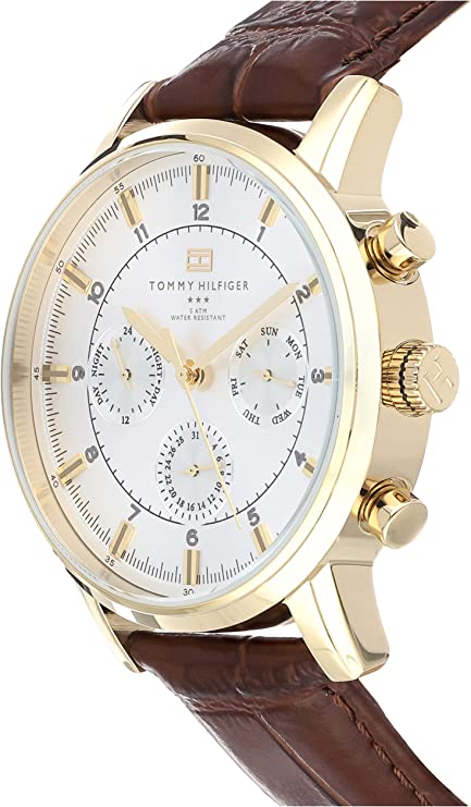  Shop Authentic Tommy Hilfiger Harrison White Dial Brown Leather Strap Watch for Men - 1790874 - Luxxuri
