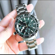  Shop Authentic Fossil Bannon Chronograph Green Dial Silver Steel Strap Watch for Men - BQ2492 - Luxxuri