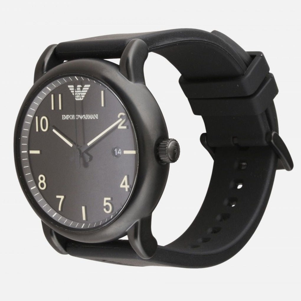  Shop Authentic Emporio Armani Luigi Quartz Black Dial Black Silicon Strap Watch For Men - AR11071 - Luxxuri