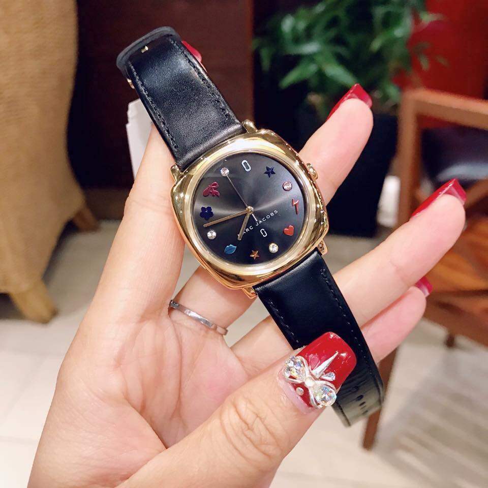  Shop Authentic Marc Jacobs Mandy Black Dial Black Leather Strap Watch for Women - MJ1597 - Luxxuri
