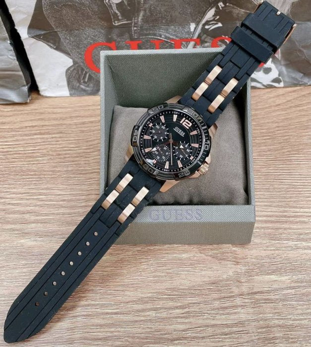  Shop Authentic Guess Oasis Black Dial Two Tone Steel Strap Watch for Men - W0366G3 - Luxxuri