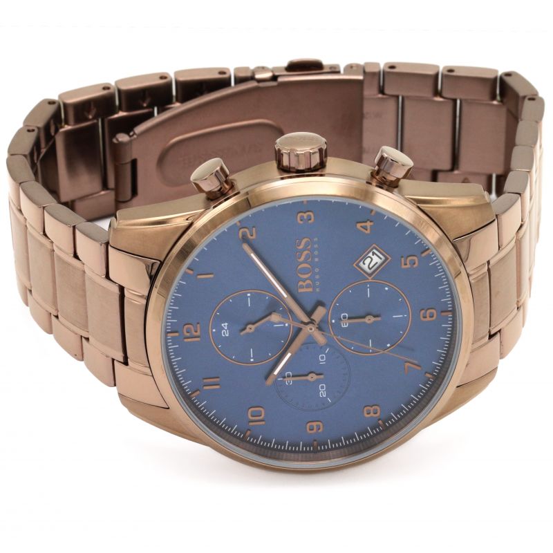  Shop Authentic Hugo Boss Skymaster Blue Dial Brown Steel Strap Watch for Men - 1513788 - Luxxuri