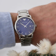  Shop Authentic Emporio Armani Luigi Blue Dial Silver Steel Strap Watch For Men - AR11089 - Luxxuri