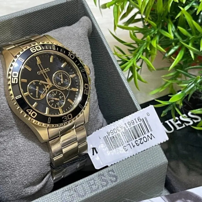  Shop Authentic Guess BFF Multifunction Black Dial Gold Steel Strap Watch for Women - W0231L3 - Luxxuri