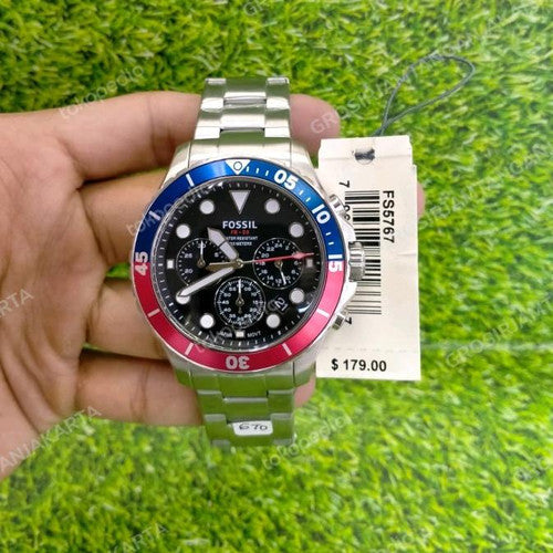  Shop Authentic Fossil FB-03 Chronograph Black Dial Silver Steel Strap Watch for Men - FS5767 - Luxxuri