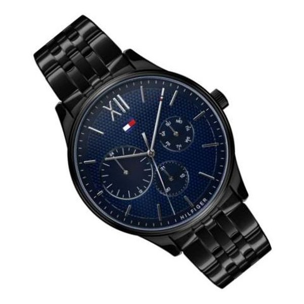  Shop Authentic Tommy Hilfiger Damon Quartz Chronograph Blue Dial Black Steel Strap Watch for Men - 1791454 - Luxxuri