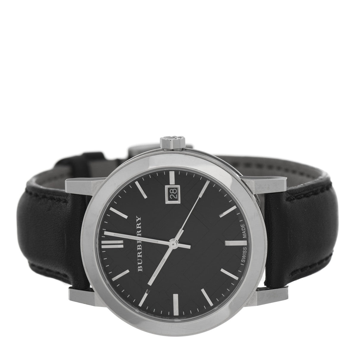  Shop Authentic Burberry The City Black Dial Black Leather Strap Watch for Men - BU9009 - Luxxuri