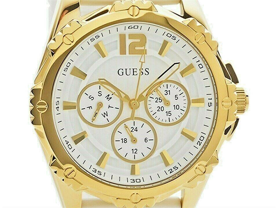  Shop Authentic Guess Intrepid White Dial Two Tone Silicone Strap Watch For Women - W0325L2 - Luxxuri