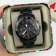  Shop Authentic Fossil Grant Sport Chronograph Black Dial Black Steel Strap Watch for Men - FS5374 - Luxxuri