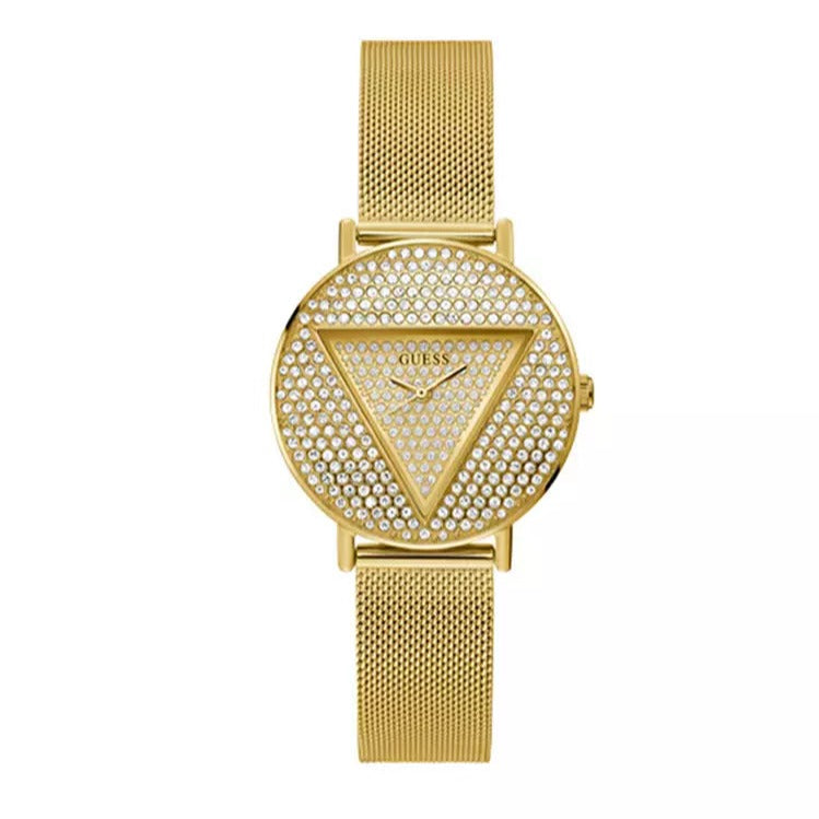  Shop Authentic Guess Iconic Diamonds Gold Dial Gold Mesh Bracelet Watch For Women - GW0477L2 - Luxxuri