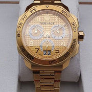 Shop Authentic Versace Dylos Chronograph Gold Dial Gold Steel Strap Watch for Men - VQC040015 - Luxxuri
