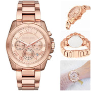  Shop Authentic Michael Kors Brecken Chronograph Quartz Rose Gold Dial Rose Gold Steel Strap Watch For Women - MK6367 - Luxxuri