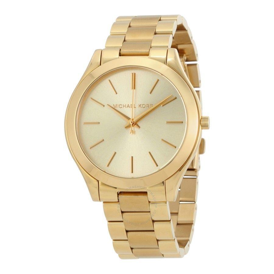  Shop Authentic Michael Kors Slim Runway Gold Dial Gold Stainless Steel Strap Watch for Women - MK3179 - Luxxuri