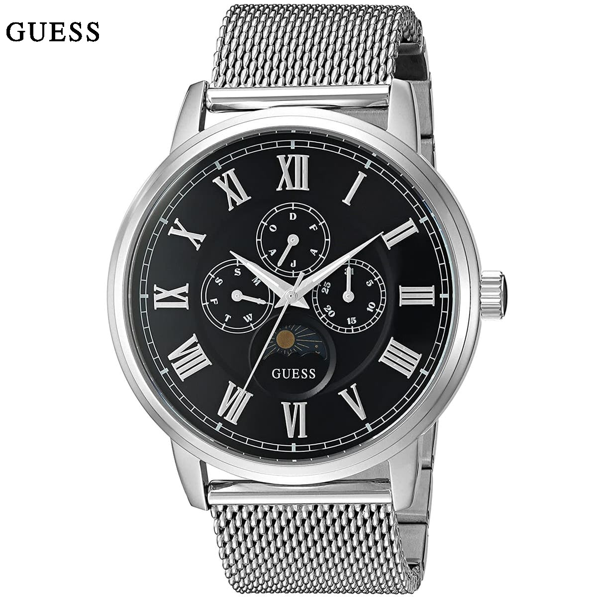  Shop Authentic Guess Delancey Black Dial Silver Mesh Bracelet Watch for Men - W0871G1 - Luxxuri