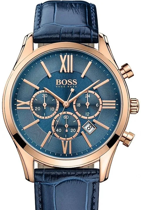  Shop Authentic Hugo Boss Ambassador Chronograph Blue Dial Blue Leather Strap Watch For Men - HB1513320 - Luxxuri